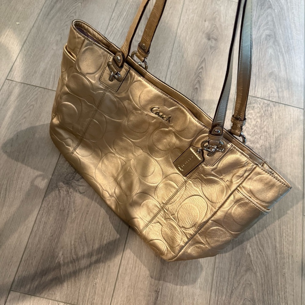 Coach Metallic Gold Monogram C Purse - Picture 14 of 16